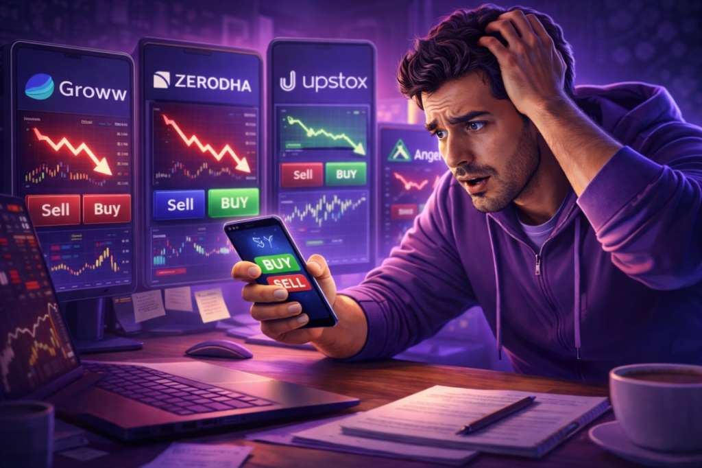 investor worried about stock market losses on trading apps